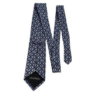 Kenneth Roberts Platinum Blue Geometric Silk Blend Necktie Men's Formal
